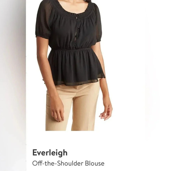 ‎NWT- Everleigh Off-the-Shoulder Black Blouse. Size M. - Picture 3 of 11